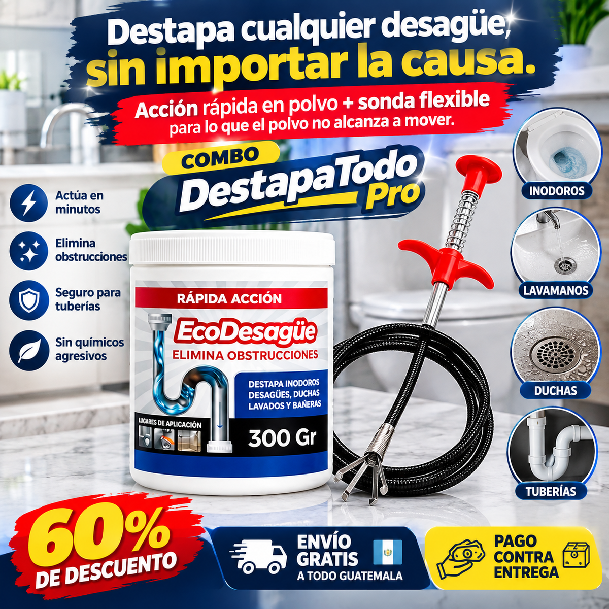 Combo DestapaTodo Pro + Envío Gratis y Pago Contra Entrega en todo Guatemala