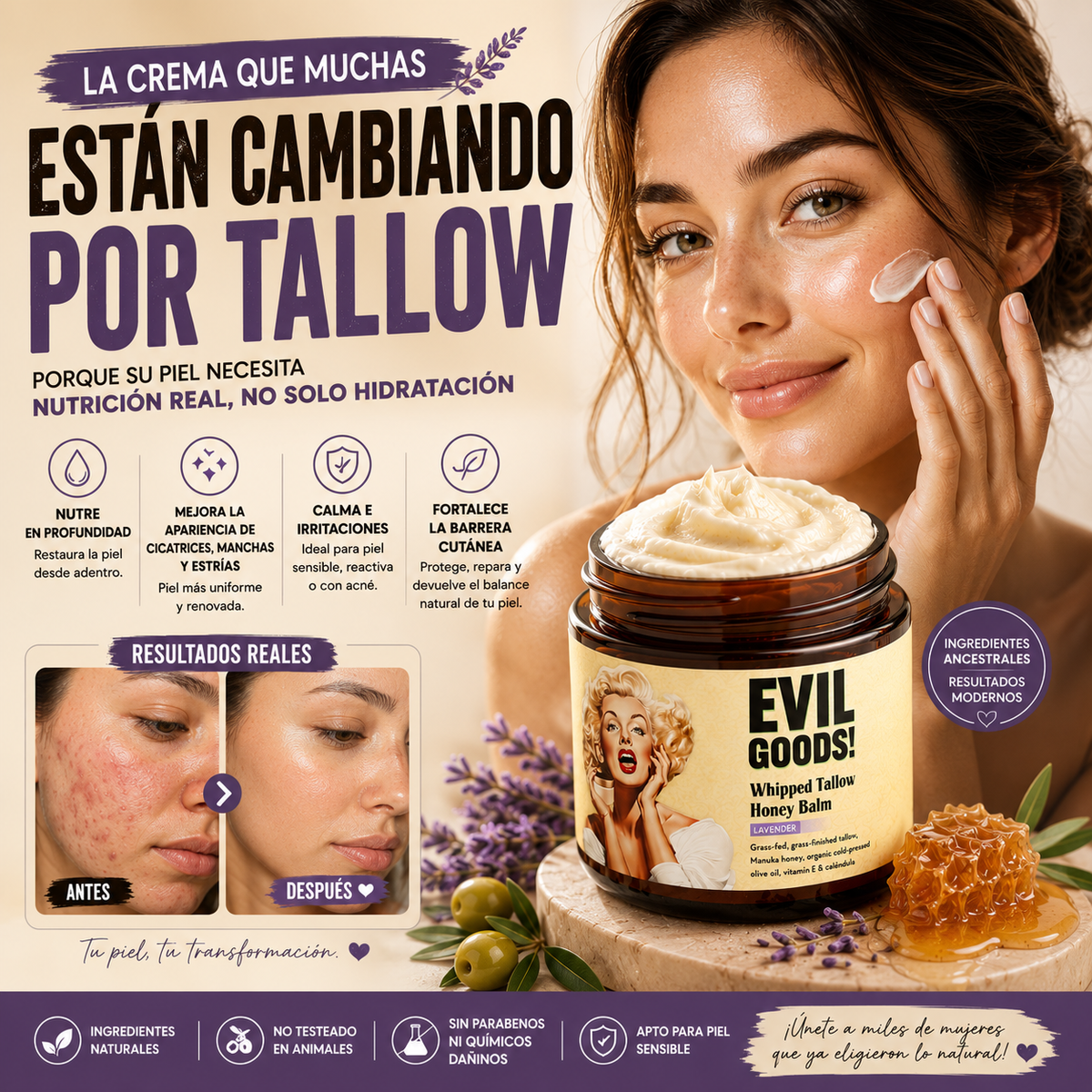 (55% Descuento) Crema Hidratante Natural EVIL GOODS ORIGINAL – Adiós Acné y Piel Seca