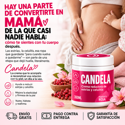 Candela – Crema Reductora de Estrías y Celulitis con Pimienta Rosa, Paga 1 y Lleva 2