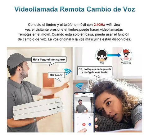 (55% DESCUENTO) Timbre Inteligente con Cámara WiFi | Mira, Escucha y Habla desde tu Celular