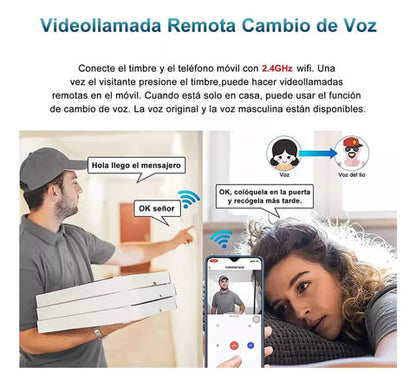 (55% DESCUENTO) Timbre Inteligente con Cámara WiFi | Mira, Escucha y Habla desde tu Celular