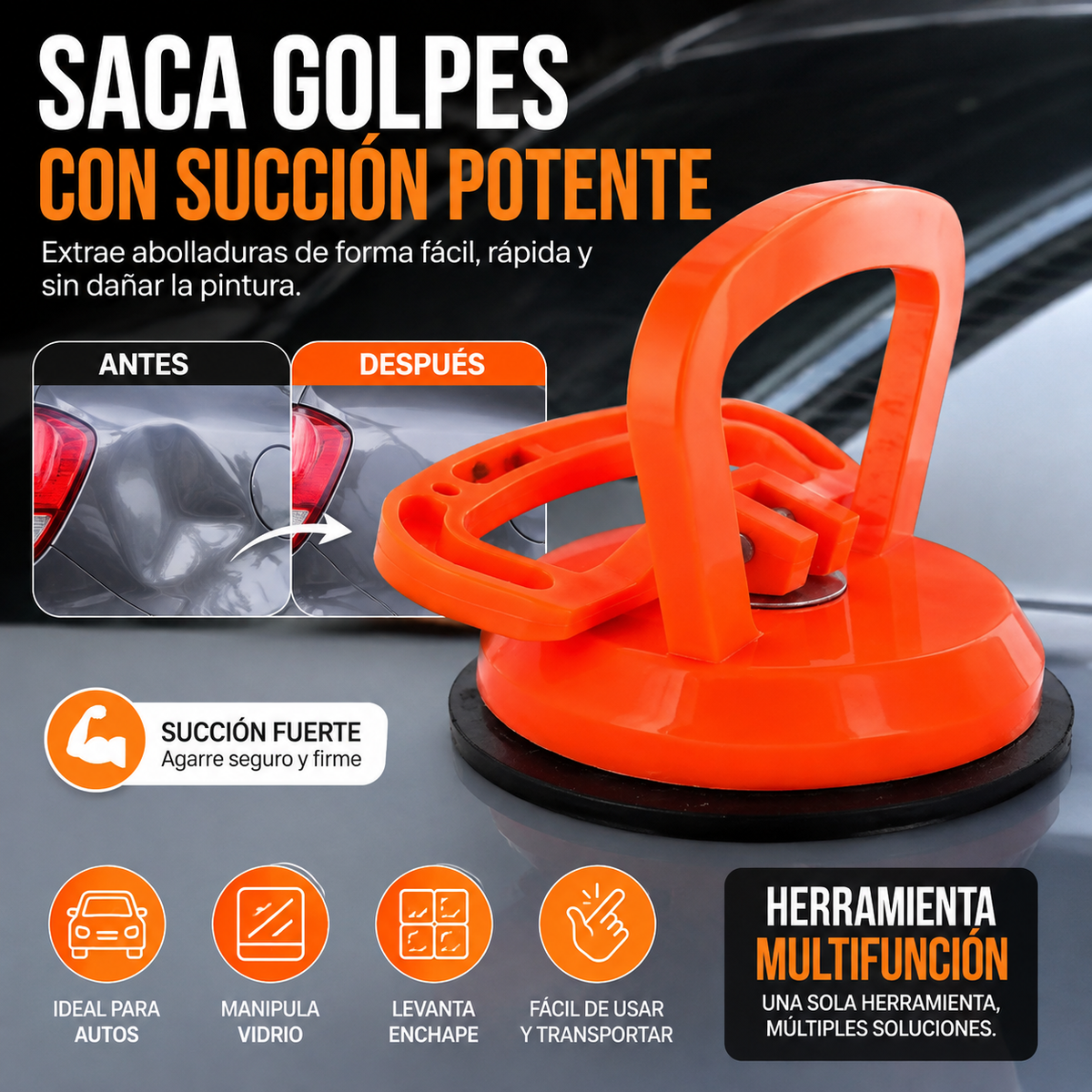Ventosa Extractora de Abolladuras – Saca Golpes con Succión Potente sin Dañar la Pintura
