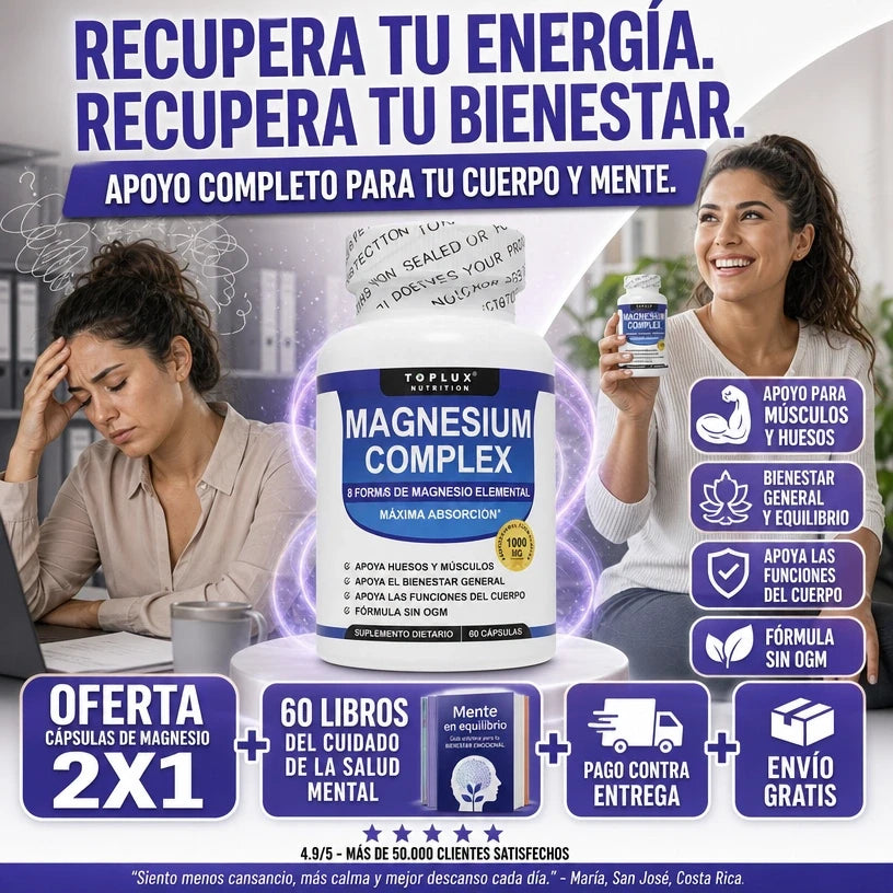 CALMFORT Capsulas de Magnesio 2X1 + 60 Libros de Cuidado Mental | Alivia tu mente | Tranquilidad y Confort | 60 Capsulas | Envio Gratis