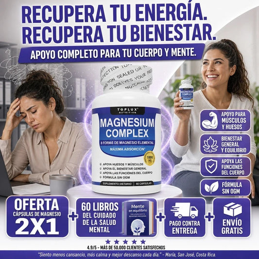 CALMFORT Capsulas de Magnesio 2X1 + 60 Libros de Cuidado Mental | Alivia tu mente | Tranquilidad y Confort | 60 Capsulas | Envio Gratis