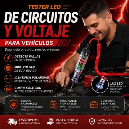 VOLTERCHEK Tester led de circuitos y voltaje para vehiculos + Envio Gratis + Pago Contra Entrega